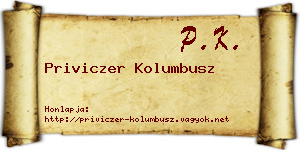 Priviczer Kolumbusz névjegykártya